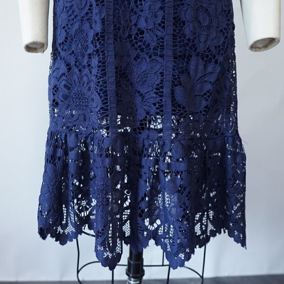 NWT Plenty by Tracy Reese Lace Cold Shoulder Dress Blue 0 Cocktail Bohemian - Picture 6 of 8